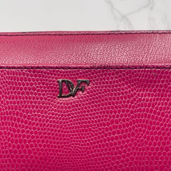 Diane Von Furstenberg Dark Pink Zip Around Wallet - Picture 9 of 13